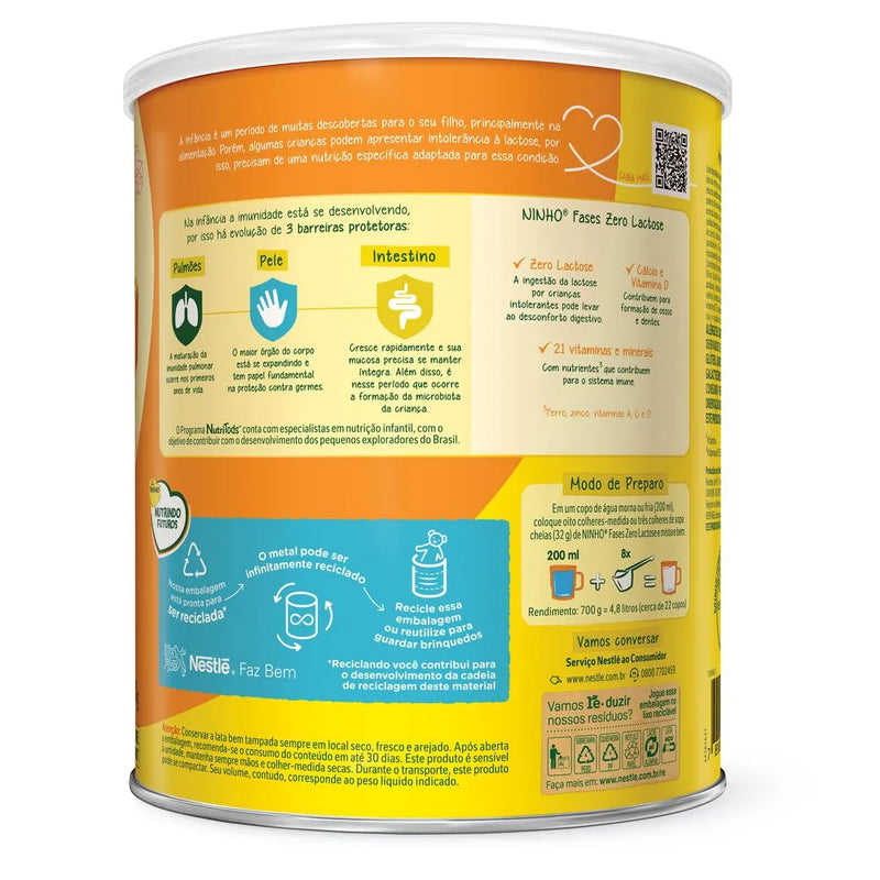 NINHO Fases 3+ Anos Zero Lactose 700g
